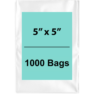 Clear Poly Bags Flat 5"X5" 1.5 Mil LDPE 1000 Bags